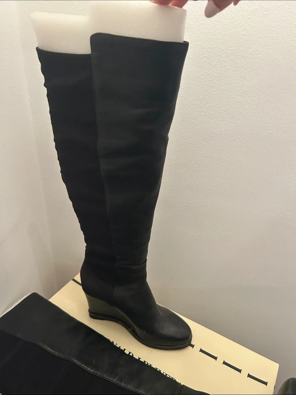 Black Over-the-Knee Wedge Boots